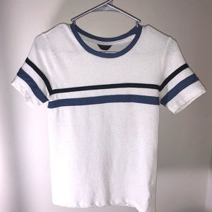 Topshop white knit top with blue stripes